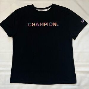 Champion SS T-Shirt Neon Rainbow Letters Sz‎ M